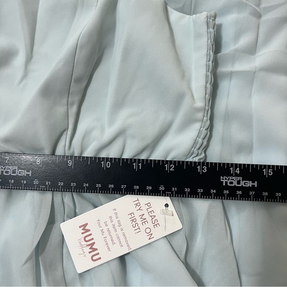 Show Me Your MuMu Women’s Maxi Flutter Strap Sleeves Bridesmaid Dress Size Large - Picture 7 of 12